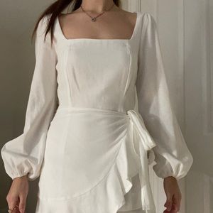 Princess Polly white long sleeve mini dress
